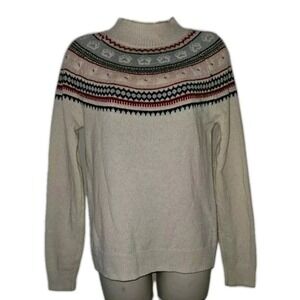 Tabitha Webb Women's Paw Print Fair Isle Lambswool Blend Knit Sweater Size S EUC